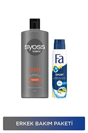 Erkek Bakım Seti Syoss Men Power Şampuan 500 Ml + Fa Men Sport Deosprey 150 ml