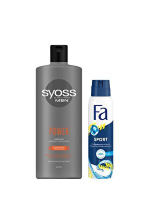 Erkek Bakım Seti Syoss Men Power Şampuan 500 Ml + Fa Men Sport Deosprey 150 ml