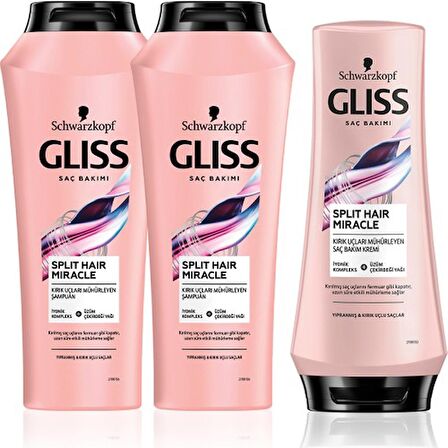 Gliss Split Hair Miracle Şampuan 500 Ml X 2 Adet + Split Hair Miracle Saç Kremi 360 Ml