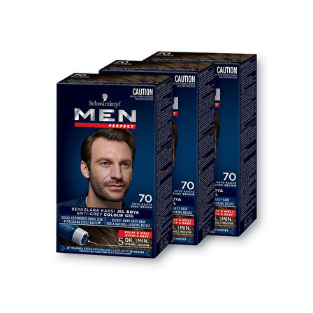 Men Perfect Saç Boyası 70 Koyu Kahve X 3 Adet