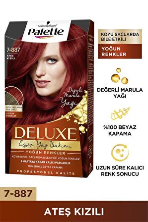 Palette Deluxe Yoğun Renkler 7-887 Ateş Kızılı X 2 Adet Saç Boyası