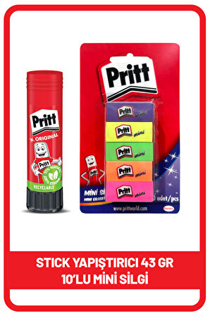 Pritt Stick 43 gr Shrink + Pritt Mini Silgi 10'lu Blister