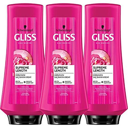 Gliss  Supreme Length Uzun Saçlara Özel Saç Kremi 360 ml ml x 3 Adet