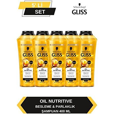 Gliss Oil Nutritive Şampuan 400ml x 5'li Set