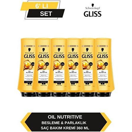 Gliss Oil Nutritive Saç Kremi 360ml x 6'lı Set