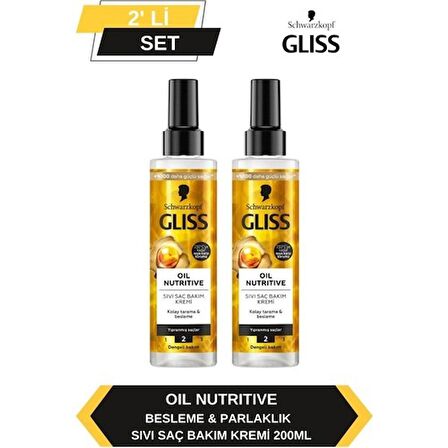 Gliss Oil Nutritive Sıvı Saç Kremi 200ml x 2'li Set