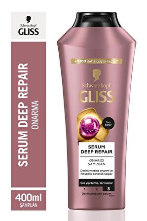 Gliss Serum Deep Repair Onarıcı Şampuan 400 ml ve Durulanmayan Sıvı Saç Kremi 200 ml