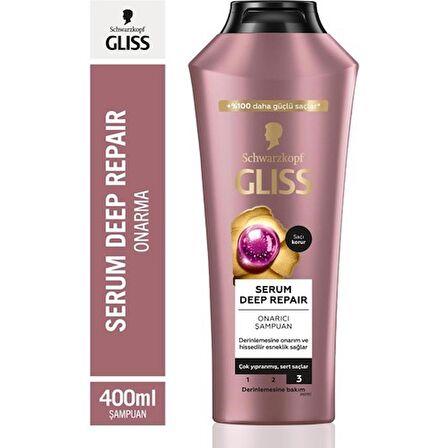 Gliss Serum Deep Repair Şampuan 400 ml x 2 Adet + Sıvı Saç Kremi 200 ml