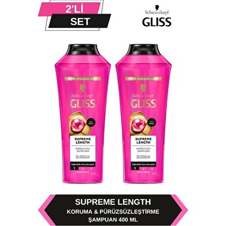 Gliss Supreme Length Uzun Saçlara Özel Şampuan 400 ml x 2 Adet