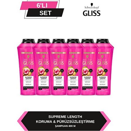 Gliss Supreme Length Uzun Saçlara Özel Şampuan 400 ml x 6 Adet