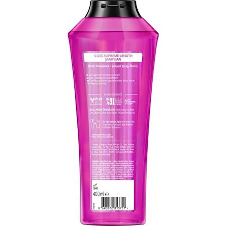 Gliss Supreme Length Uzun Saçlara Özel Şampuan 400 ml x 6 Adet