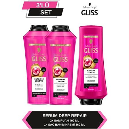 Gliss Supreme Length Şampuan 400 ml x 2 Adet + Saç Kremi 360 ml