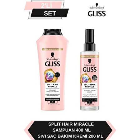 Gliss Split Hair Miracle Şampuan 400 Ml + Split Hair Miracle Sıvı Saç Kremi 200 Ml