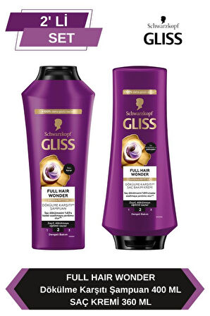 Gliss Full Hair Wonder Dökülme Karşıtı Şampuan 400ml + Saç Kremi 360ml
