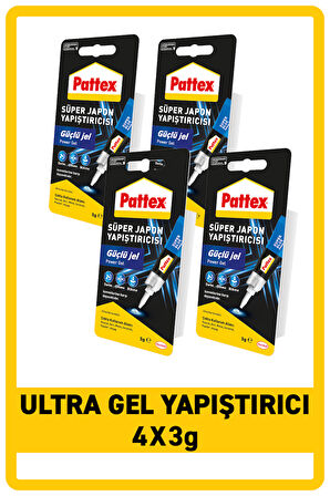 Pattex Ultra Gel Süper Japon Yapıştırıcısı 3g, 4'lü Paket