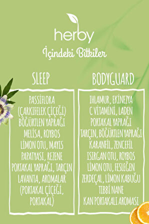 Herby Bitki Çayı 2'li Destek Paketi Bağışıklığa Destek (Sleep Tea, Bodyguard Tea)