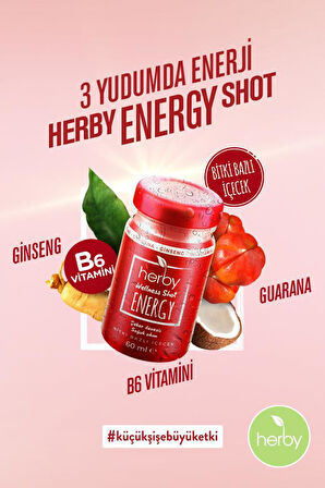 Energy Ginseng Shot 12'li Paket Enerji Desteği Bitki Bazlı İçecek 60 ml