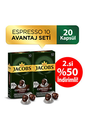 Jacobs Espresso 10 Intenso Alüminyum Kapsül Kahve 10 x 2 Adet 2.%50 İndirmli !