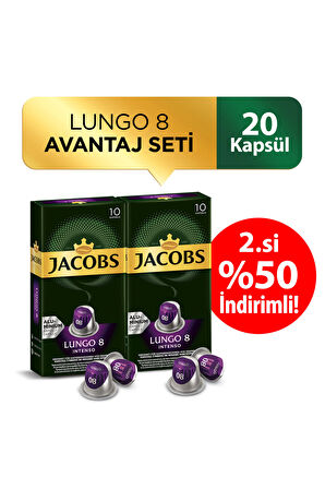 Jacobs Lungo Intenso 8 Kapsül Kahve 10 Kapsül x 2 Adet 2.%50 İndirimli !