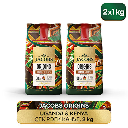 Jacobs Origins Uganda & Kenya Çekirdek Kahve 1 Kg x 2 Adet