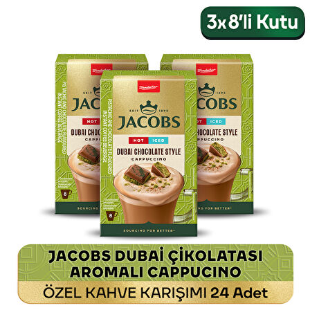 Jacobs Dubai Çikolatası Aromalı Cappucino Özel Kahve Karışımı 8 x 19,5gr 3'lü Paket