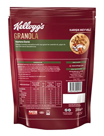 Kellogg's Karışık Meyveli Granola 340 Gr x3 Adet,%45 Yulaf içerir,Lif Kaynağı,%20 Kurutulmuş Meyve