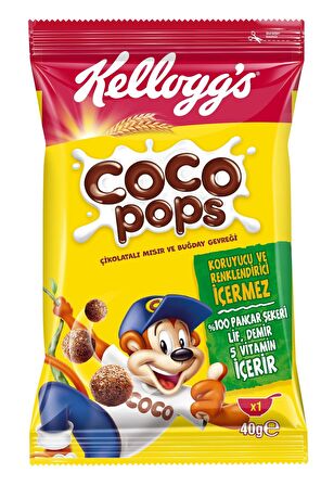 Kellogg's Coco Pops Topları 40 Gr x24 Adet,Lif,Demir ve 6Vitamin Kaynağı,%100 Pancar Şekeri,%40 Kakao