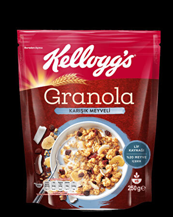 Kellogg’s 3’lü Granola Paketi,Çikolata Parçacıklı&fındık,Karışık Meyveli,Antep Fıstıklı&Beyaz Çikolata