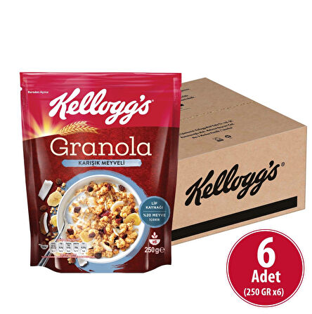 Karışık Meyveli Granola 250 Gr x 6 Adet, %45 Yulaf Içerir, Lif Kaynağı, %20 Kurutulmuş Meyve