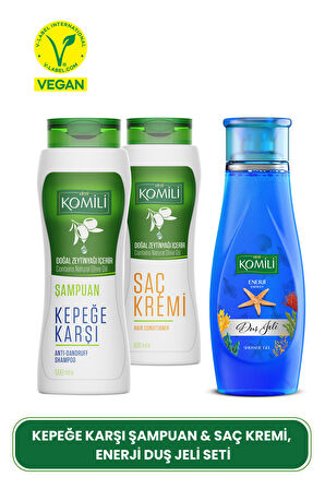 Kepeğe Karşı Etkili Şampuan & Saç Kremi + Duş Jeli Set - 3 X 500 ml