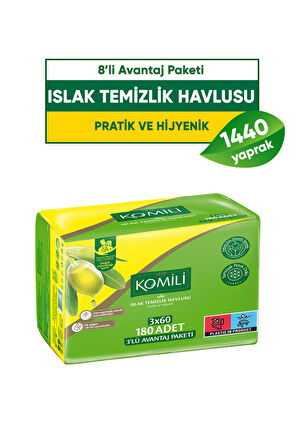 Genel Kullanım Islak Havlu 3X60 - 8'li - 1440 Yaprak