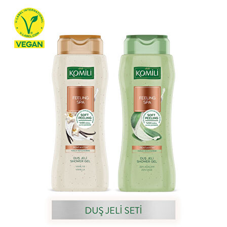 Komili Feeling Spa 2'li Peeling Etkili Duş Jeli Seti - Vegan - 2 x 500 ML