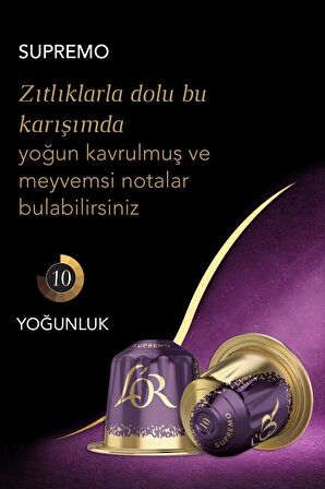 L'OR - Supremo - Intensity 10 - Nespresso Uyumlu Kapsül Kahve Fırsat Paketi 10 x 10 Paket (100 Adet)