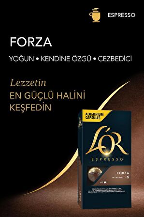 L'OR - Forza - Intensity 9 - Nespresso Uyumlu Kapsül Kahve Fırsat Paketi 10 x 10 Paket (100 Adet)