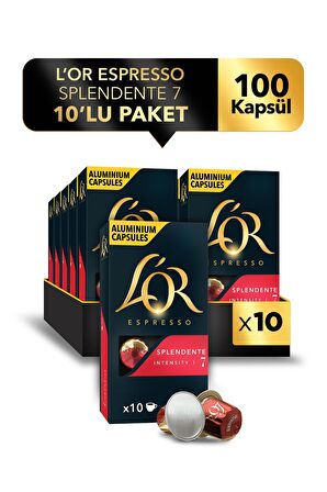 L'OR - Splendente - Intensity 7 - Nespresso Uyumlu Kapsül Kahve Fırsat Paketi 10 x 10 Paket (100 Adet)