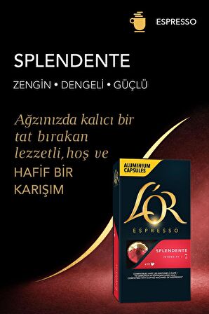 L'OR - Splendente - Intensity 7 - Nespresso Uyumlu Kapsül Kahve Fırsat Paketi 10 x 10 Paket (100 Adet)