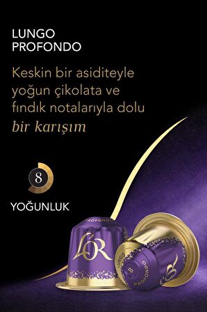 L'OR - Lungo Profondo - Intensity 8 - Nespresso Uyumlu Kapsül Kahve Fırsat Paketi 10 x 10 Paket (100 Adet)