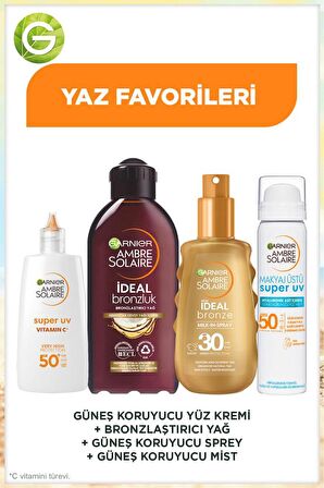 Güneş Koruyucu Yüz Kremi + Bronzlaştırıcı Yağ + Güneş Koruyucu Sprey + Güneş Koruyucu Mist