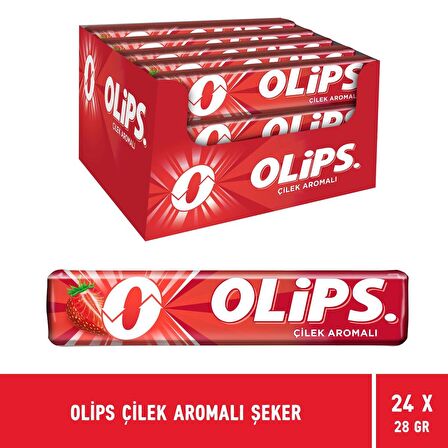 Olips Çilek Aromalı Şeker 28 gr - 24 Adet