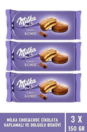 Milka Choc & Choc Çikolata Kaplamalı ve Dolgulu Bisküvi 150 gr - 3 Adet