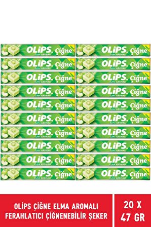 Olips Çiğne Elma Aromalı Ferahlatıcı Çiğnenebilir Şeker 47 gr - 20 Adet