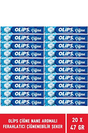 Olips Çiğne Nane Aromalı Ferahlatıcı Çiğnenebilir Şeker 47 gr - 20 Adet