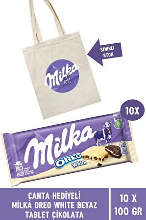 Çanta Hediyeli Milka Oreo White Beyaz Tablet Çikolata 100 gr - 10 Adet