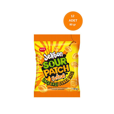 Jelibon Sour Patch Şeftali Aromalı Yumuşak Şekerleme 80 gr - 12 Adet