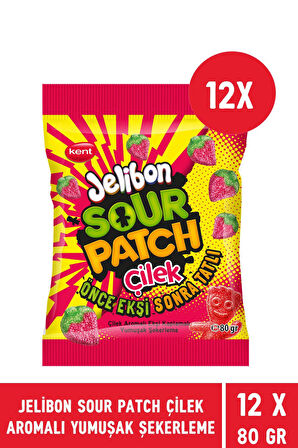 Jelibon Sour Patch Çilek Aromalı Yumuşak Şekerleme 80 gr - 12 Adet