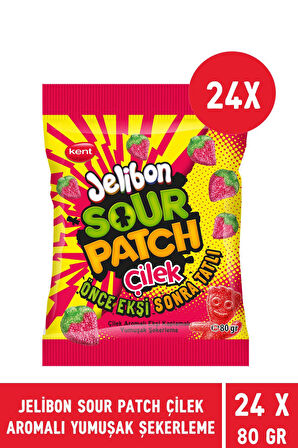 Jelibon Sour Patch Çilek Aromalı Yumuşak Şekerleme 80 gr - 24 Adet