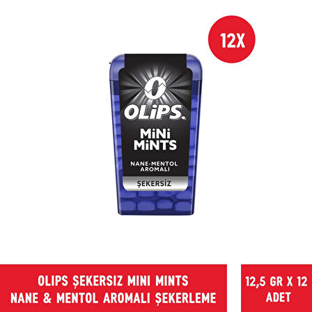 Olips Mini Mints Şekersiz Nane & Mentol Aromalı Şekerleme 12,5 gr - 12 Adet