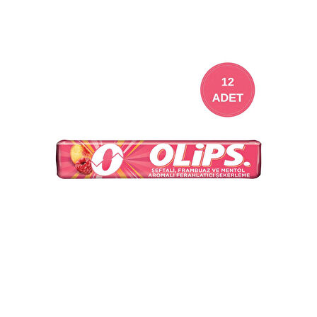 Olips Şeftali Frambuaz Mentollü Şekerleme 12 Adet | Ferahlatıcı Tat