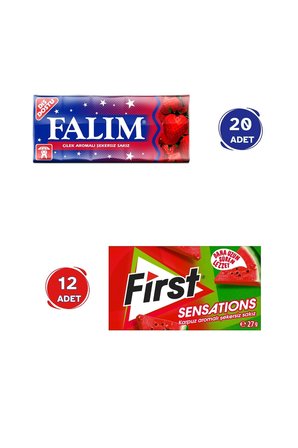 Falım Çilek Aromalı Sakız (5'li x 20 Adet)- First Sensations Karpuz Aromalı Sakız (27gr x 12 Adet) 