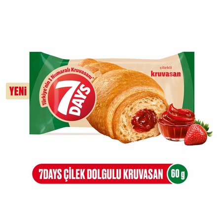 7 Days Çilekli Kruvasan 60 gr - 24 Adet